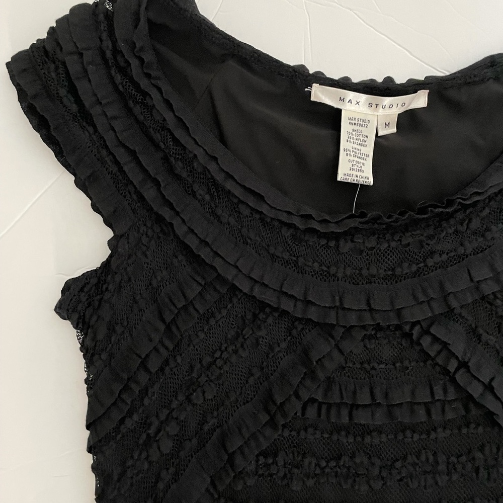 Max Studio Black Lace Cap Sleeve Cocktail Dress NWT - Picture 4 of 9